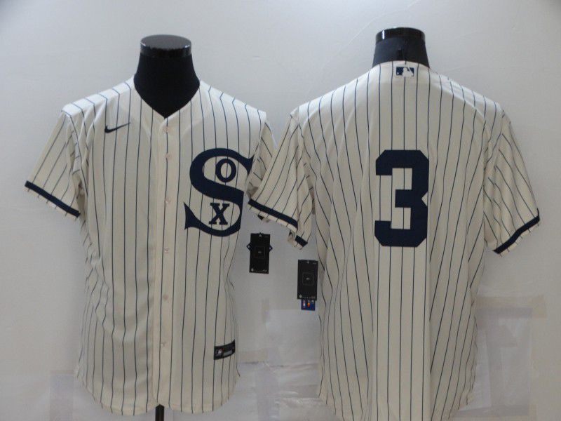 Men Chicago White Sox #3 No Name Cream stripe Dream version Elite Nike 2021 MLB Jerseys